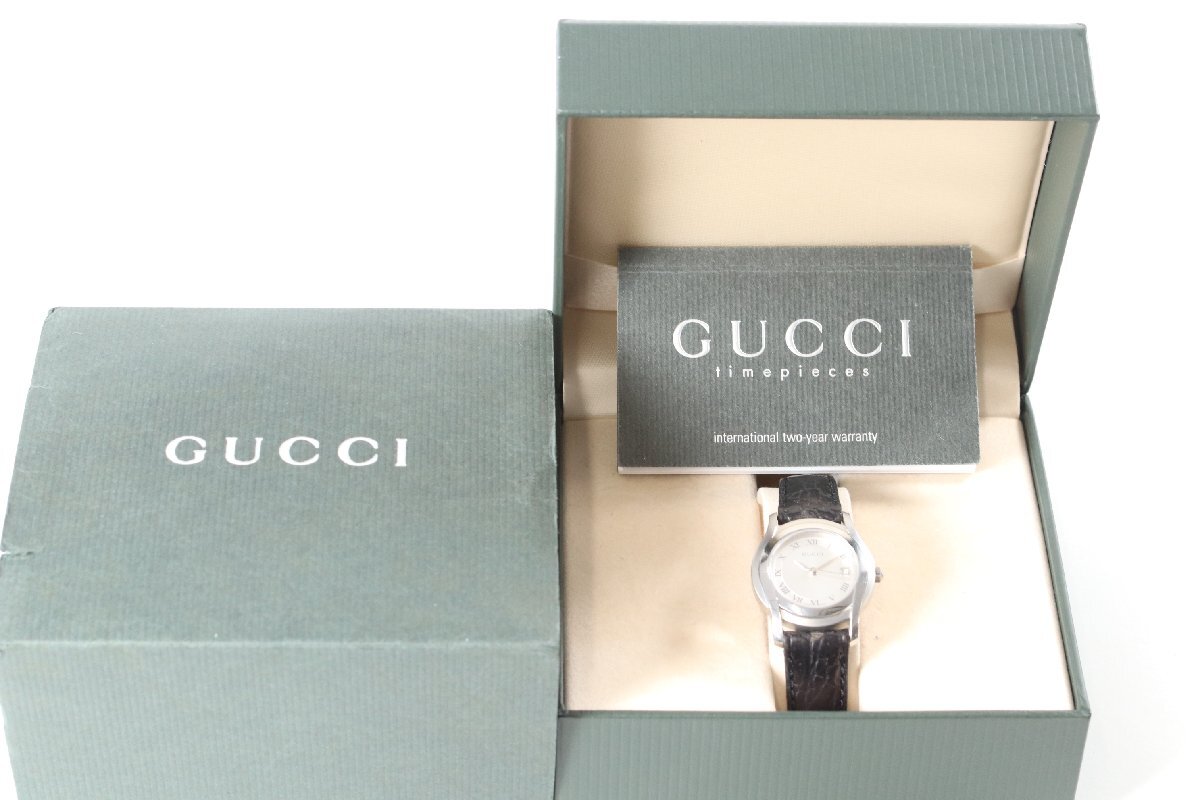 ★GUCCI グッチ 5500L クオーツ デイト レディース 腕時計 ケース付き 2318-TE_画像1