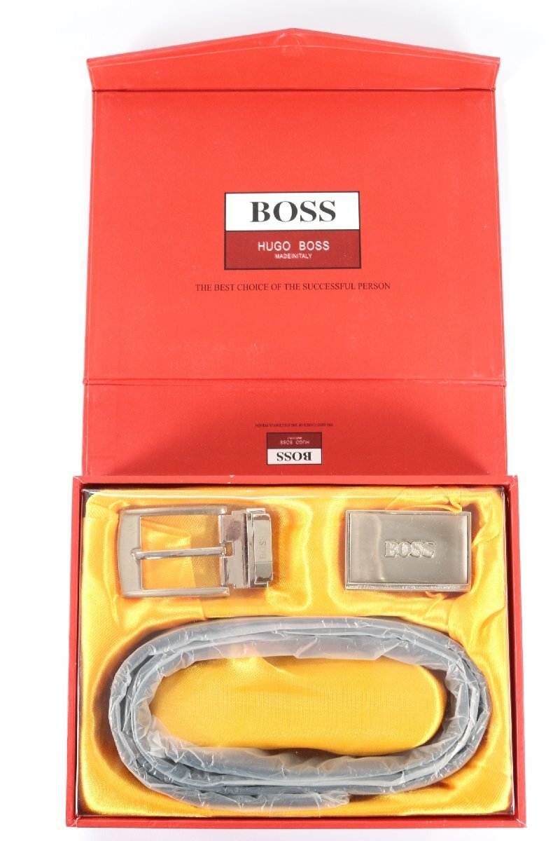 HUGO BOSS ヒューゴボス THE BEST CHOICE OF THE SUCCESSFUL PERSON ベルトセット メンズ ファッション小物 箱付き 2346-TE_画像1