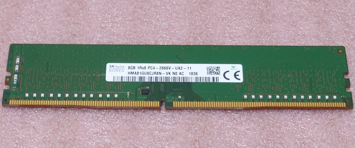 ○SK hynix HMA81GU6CJR8N-VK *PC4-21300/DDR4-2666/PC4-2666V 288Pin DDR4 UDIMM 8GB 動作品の画像1