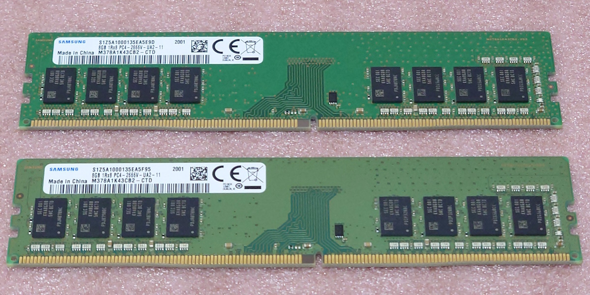 ■Samsung M378A1K43CB2-CTD 2枚セット *PC4-21300/DDR4-2666/PC4-2666V 288Pin DDR4 UDIMM 16GB(8GB x2) 動作品の画像1