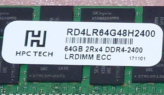 ◎HPC RD4LR64G48H2400 *PC4-19200/DDR4-2400 SK hynixチップ ECC LoadReduced 288Pin DDR4 LRDIMM 64GB 動作品_画像3