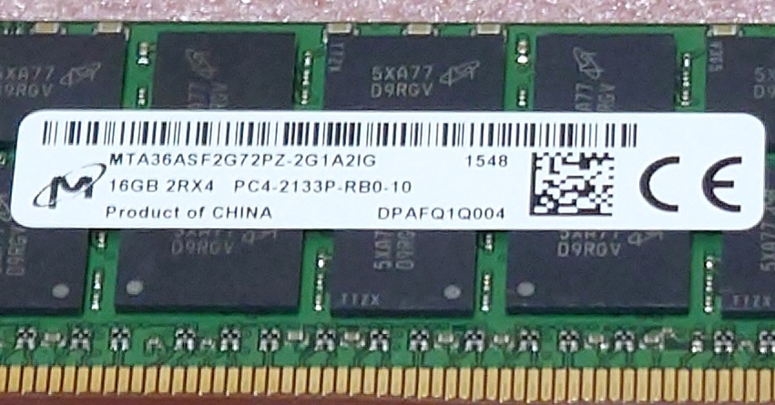 ■Micron MTA36ASF2G72PZ-2G1A2 *PC4-17000/DDR4-2133/PC4-2133P ECC REG/Registered 288Pin DDR4 RDIMM 16GB 動作品の画像3