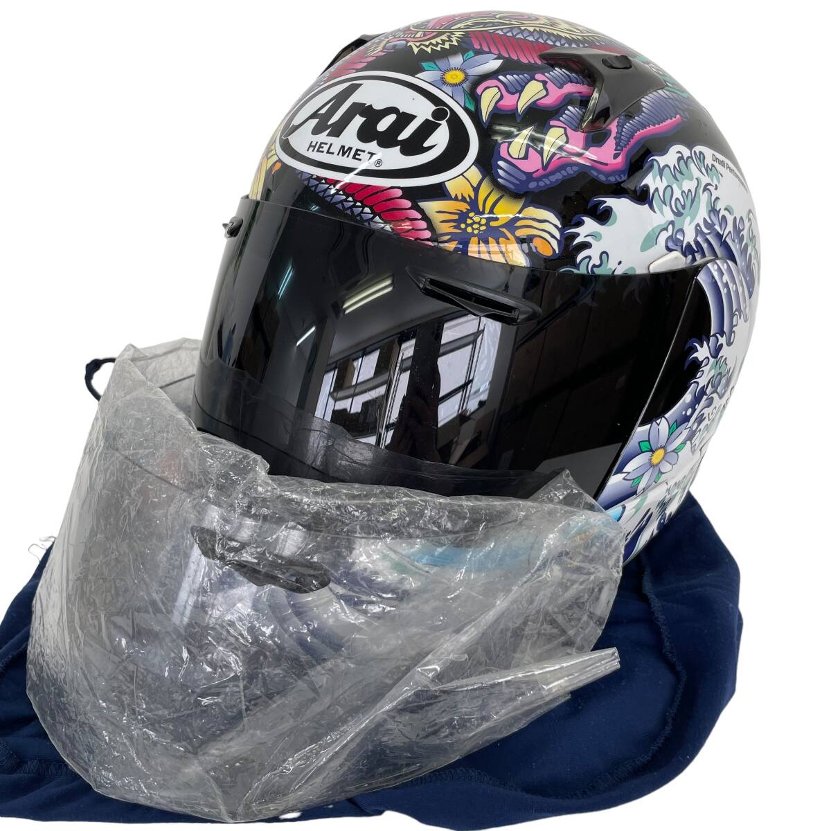 【即決】 ARAI アライ Astro-IQ ORIENTAL オリエンタル 和柄 フルフェイスヘルメット L(59-60㎝)サイズ ※スモークシールド付き 8532-100_画像1