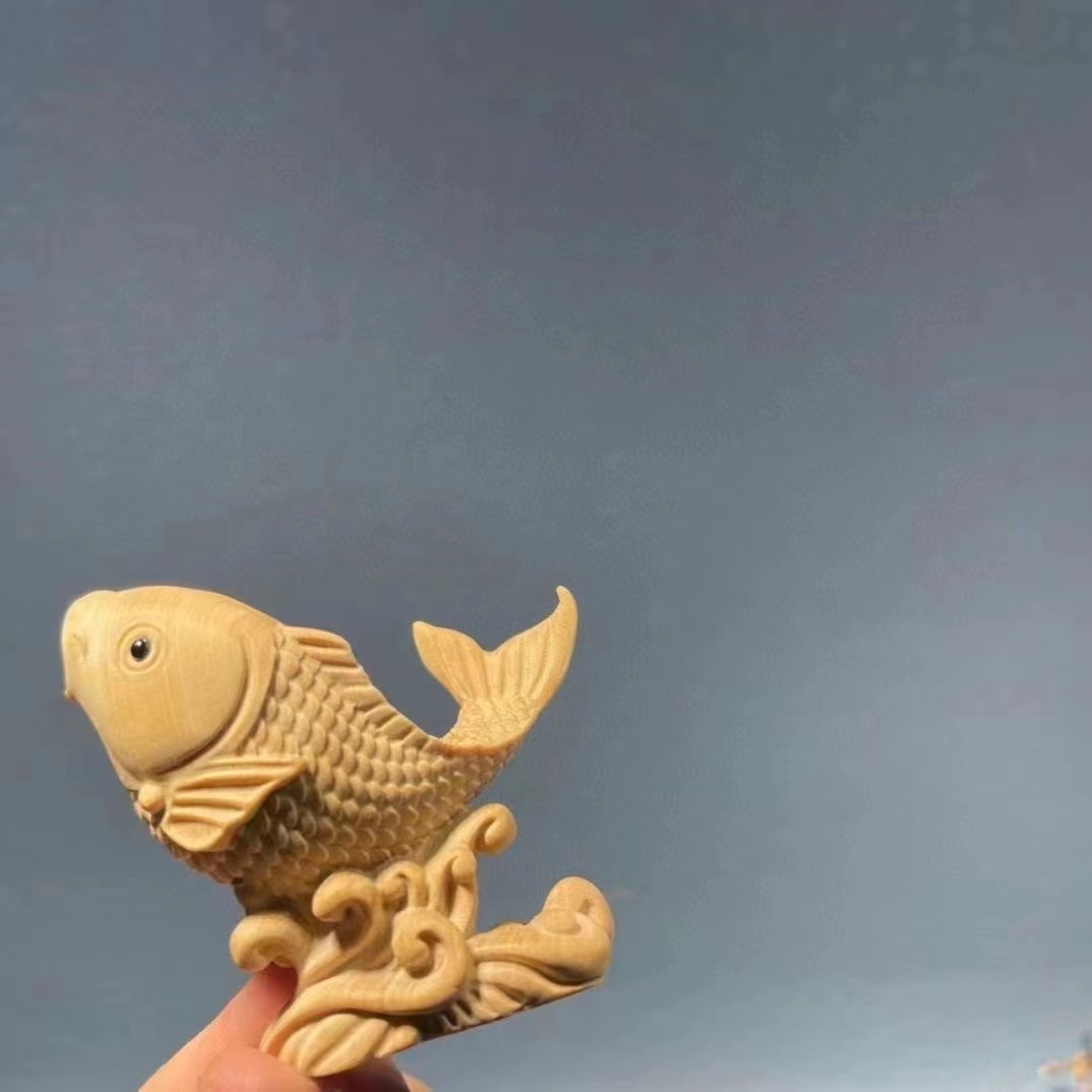 天然の木 一式 木彫 魚 置物 職人手作り 彫刻工芸品_画像6