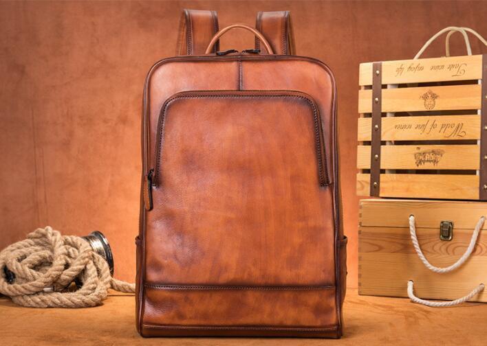  super popular * high capacity * original leather rucksack men's leather backpack retro rucksack outdoor commuting going to school casual combined use ti bag 