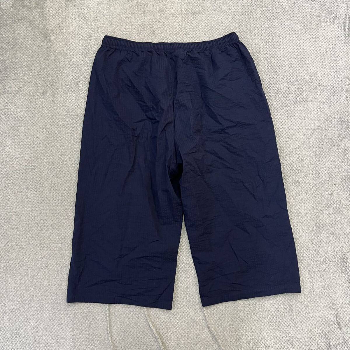 1円スタート! （19）UNIQLO ユニクロ シアサッカー ショートパンツ ハーフパンツ サイズXXL ネイビー コットン メンズ ボトムス 最落なし_画像2