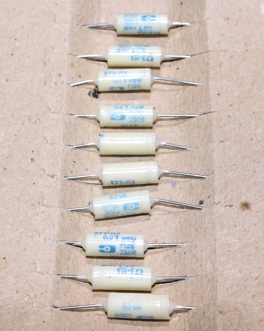  Yahoo auc 10 piece set Russia army for nonpolar PETP white condenser 0.01uF 250V amp