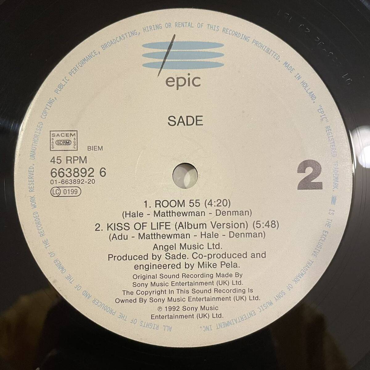 【12inchレコード 】Sade 「Kiss Of Life」Epic 663892 6_画像4