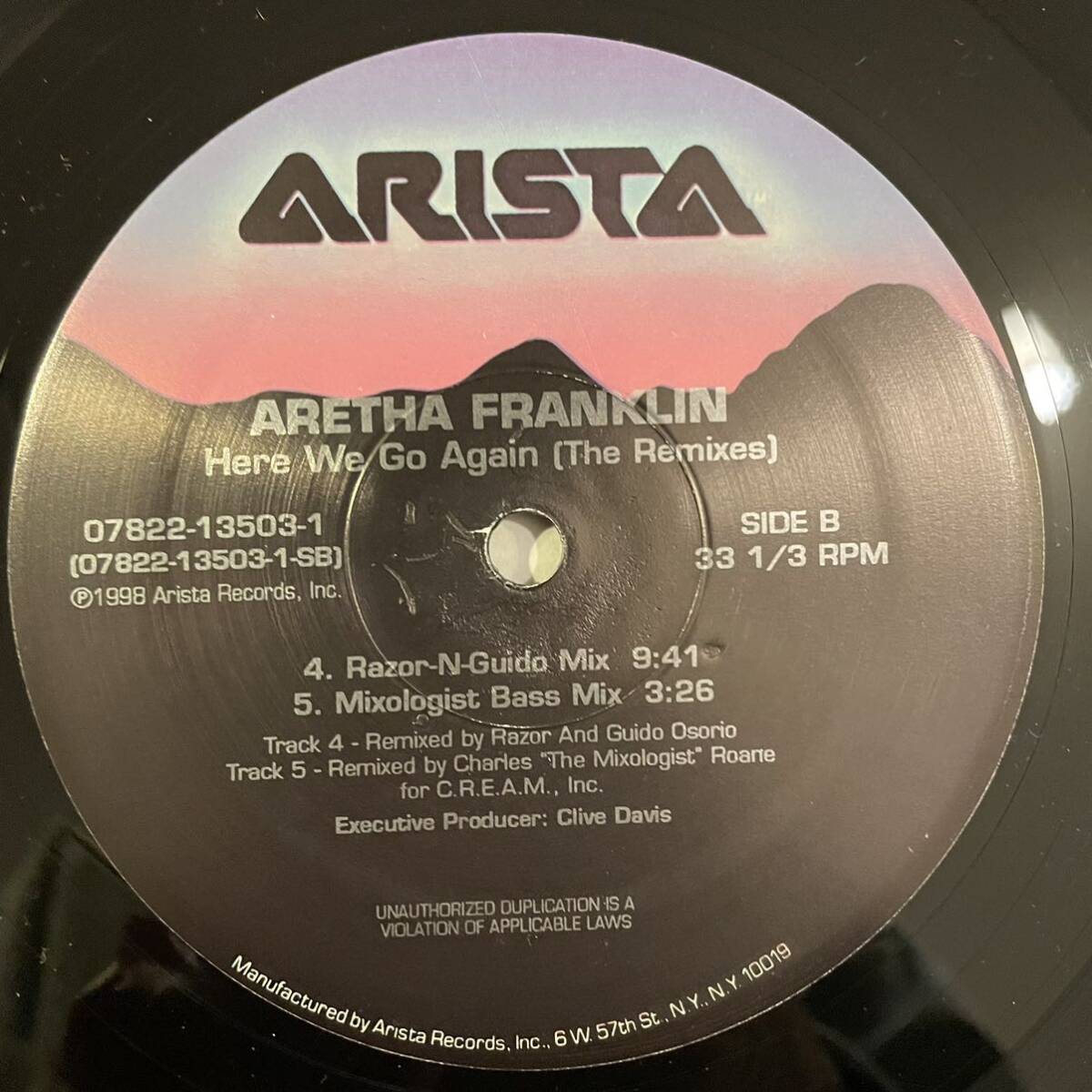【12inchレコード】Aretha Franklin 「Here We Go Again (The Remixes)」Arista 07822-13503-1_画像4