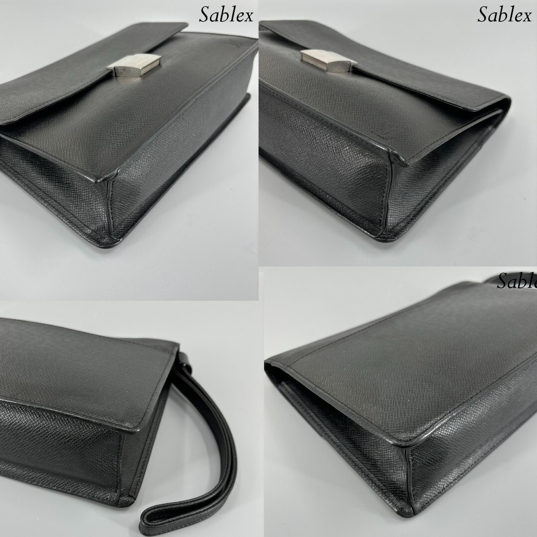 1円【超極美品】ベタ無 ルイヴィトン LouisVuitton タイガ セレンガ メンズ セカンドバッグ クラッチバック ブラック M30782 鞄 TAIGA_画像6