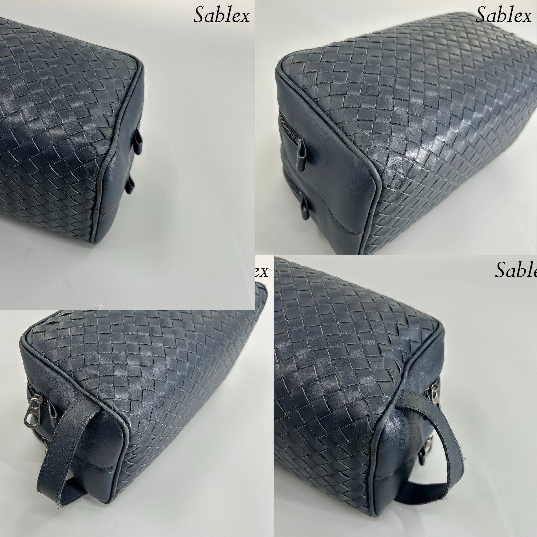 1円【美品】ボッテガヴェネタ BOTTEGA VENETA イントレチャート クラッチバッグ セカンドバッグ ポーチ レザー 革 ネイビー 紺メンズ_画像8