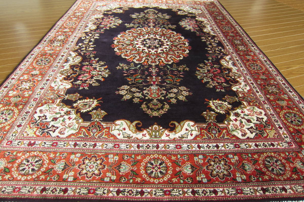 公式 ペルシャ クム産シルクの手織り絨毯 size:102×61cm ラグ