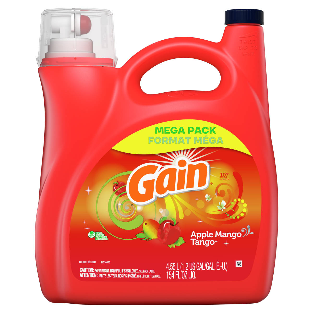 送料無料 GAIN ゲイン アップルマンゴタンゴ 濃縮 液体洗剤 4.55L 154oz Tide タイド よりお買い得 メガサイズ アメリカ洗剤 大容量_画像1