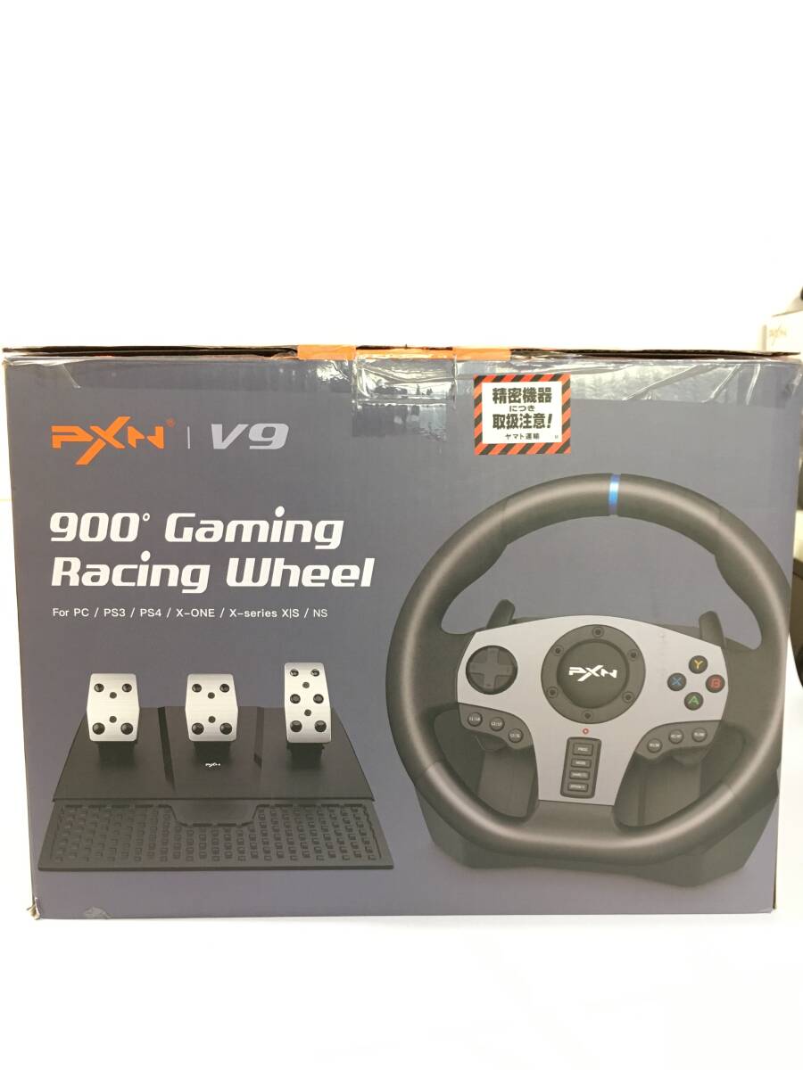 Y582★訳アリ PXN ゲームレーシングホイール V9 270°/900° レーシングステアリングホイール クラッチ・シフター付_画像1