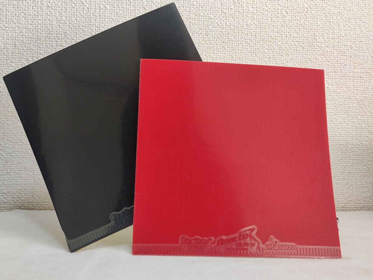 corbor 卓球ラバー 赤黒2枚セット 微粘着 特厚 ラバー保護フィルム2枚付きの画像1