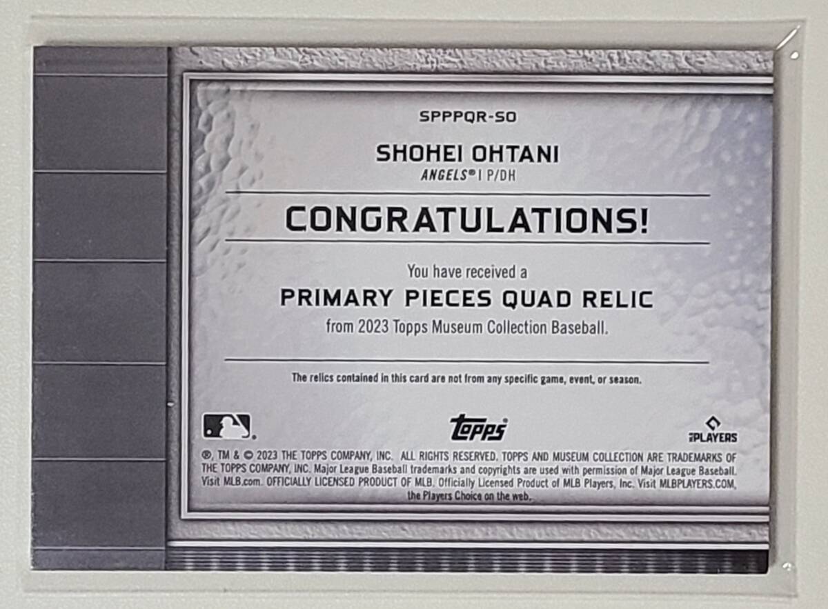 (大谷翔平) 2023 Topps Museum Collection Shohei Ohtani Quad Relic 99枚限定 実使用ジャージ レリック エンゼルス_画像2