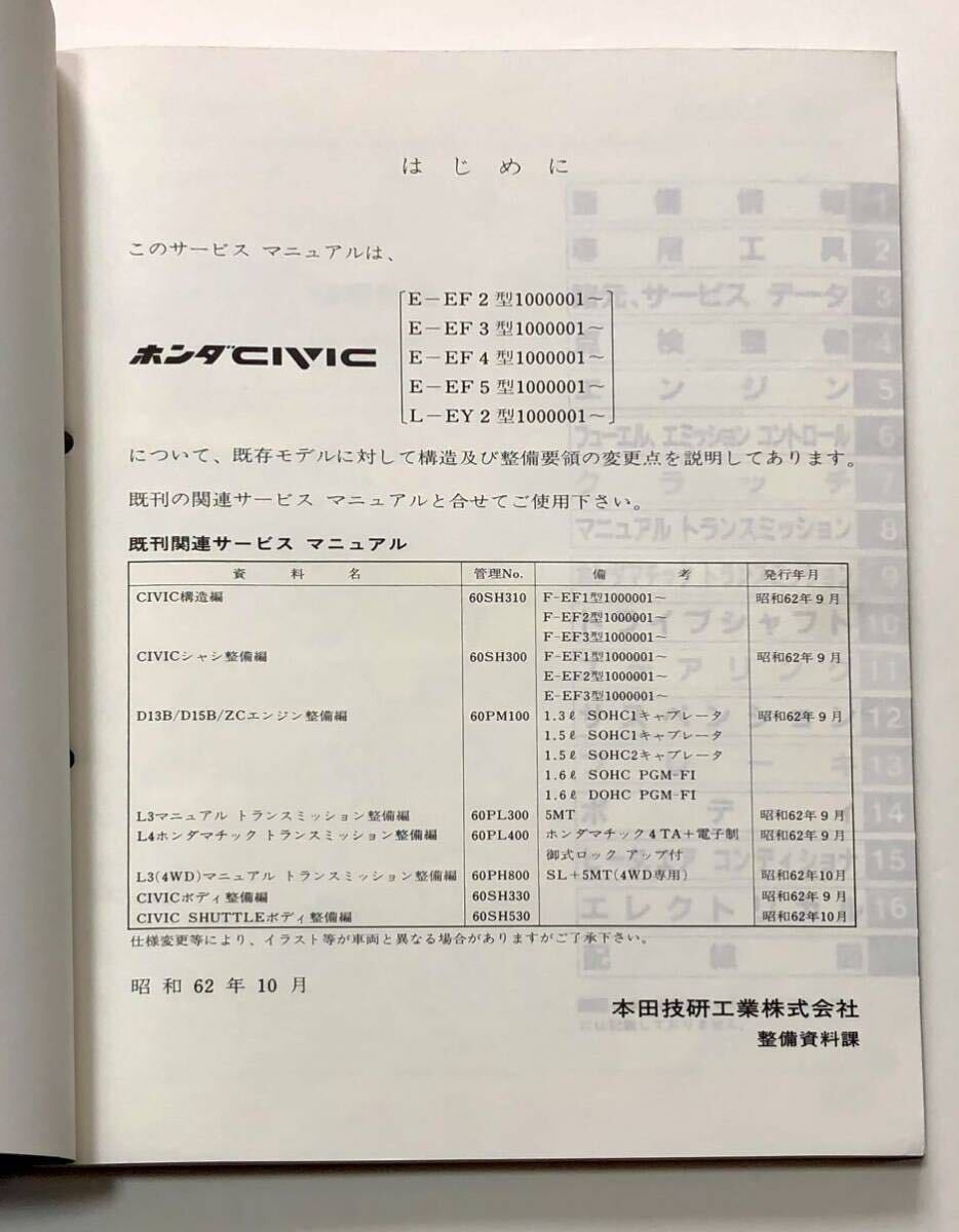  Honda Civic service manual structure * maintenance compilation ( supplement version ) 87-10 EF HONDA CIVIC USDM JDM