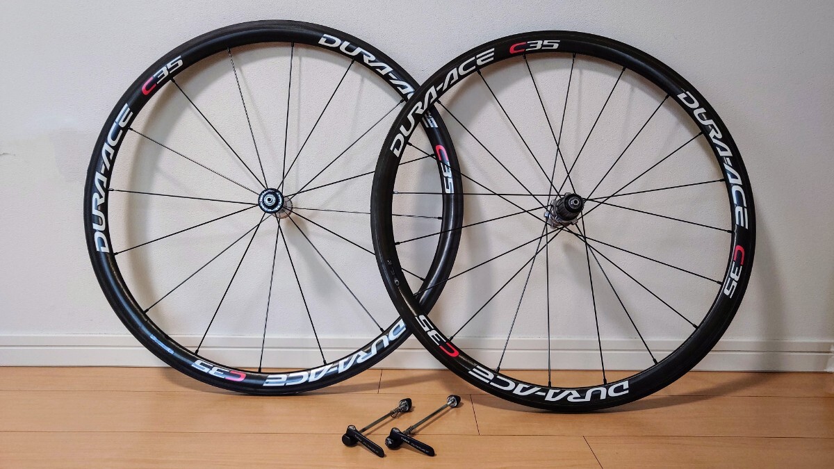 【中古】シマノDURA-ACE C35ホイール WH-7900 10S 前後 700C チューブラー　クイック付_画像1