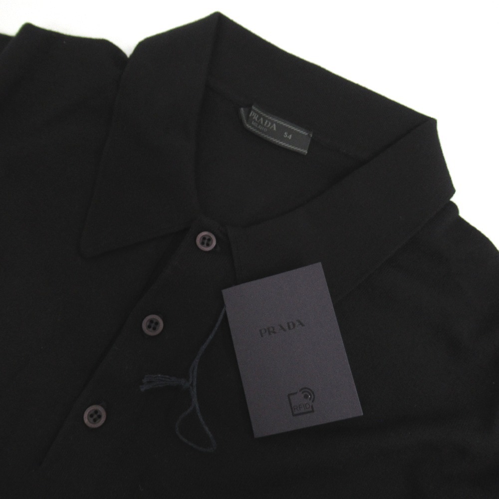 Tj958532 Prada PRADA мужской хлопок рубашка-поло с длинным рукавом AMA2 2022 1749 размер 54 черный б/у * прекрасный товар 