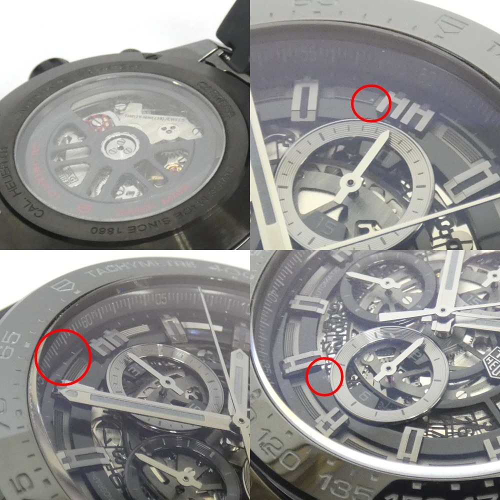 Dz789961 タグホイヤー 腕時計 ラバーベルト カレラ クロノグラフ CAR2A90.FT6071 ブラック メンズ TAG HEUER 中古_画像10