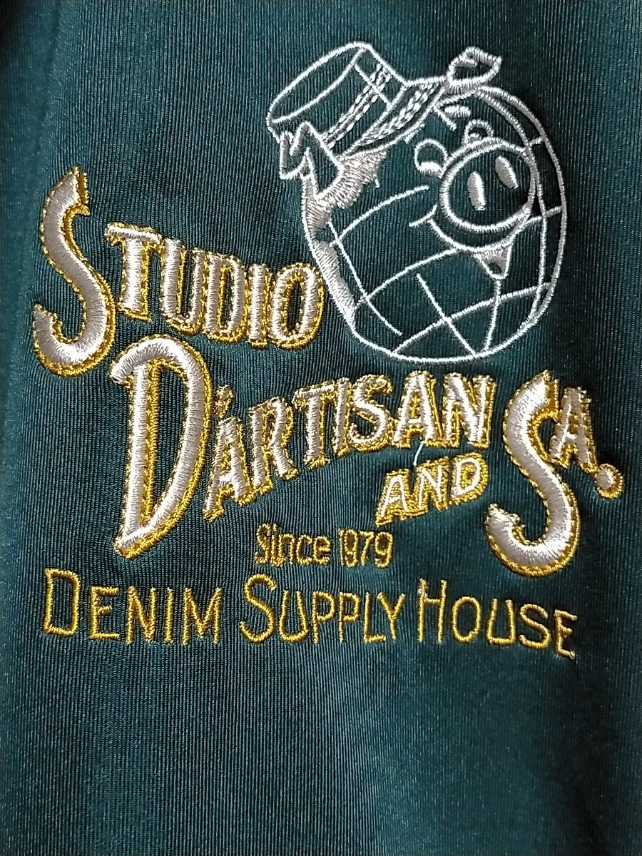 STUDIO D'ARTISAN ステュディオ・ダ・ルチザン スカジャン ラグランタイプ 刺繍 濃緑 グリーン メンズ ジャケット 大きいサイズ XLサイズの画像6