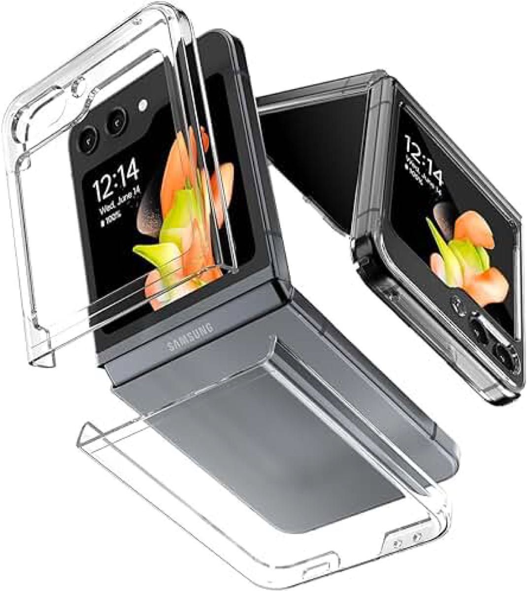 Galaxy Z Flip5 ケース 透明 PC素材 耐衝撃 ハード保護ケース 極