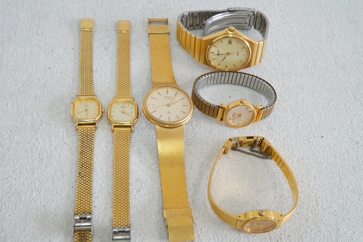 F642 全てSEIKO/セイコー ゴールドカラー 腕時計 6点セット アクセサリー メンズ レディース 大量 まとめて おまとめ まとめ売り 不動品の画像1