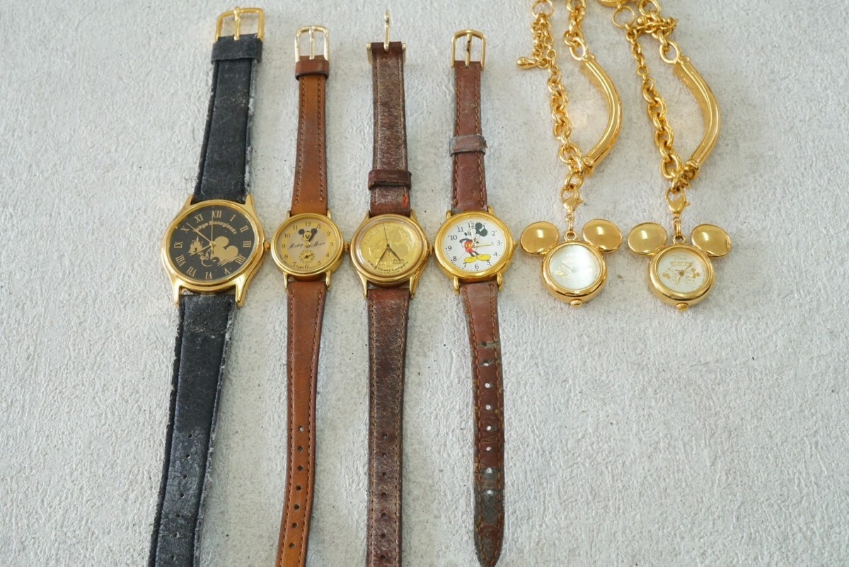 F689 Disney/ Disney Mickey Mouse Gold цвет наручные часы 6 позиций комплект аксессуары много совместно . суммировать продажа комплектом неподвижный товар 