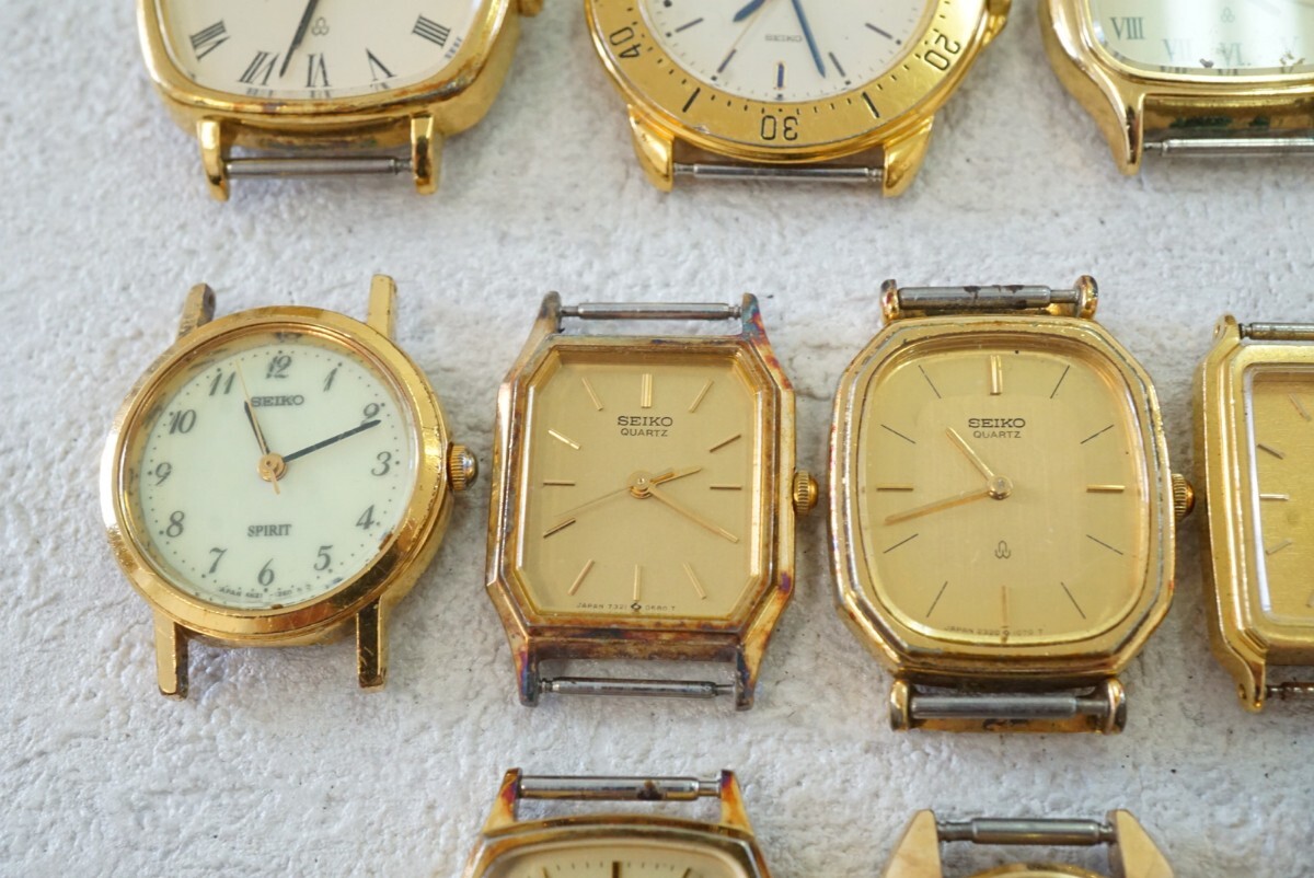 F959 SEIKO/セイコー ゴールドカラー フェイス 文字盤 15点 腕時計 ブランド アクセサリー 大量 まとめて おまとめ クォーツ ジャンク品_画像4