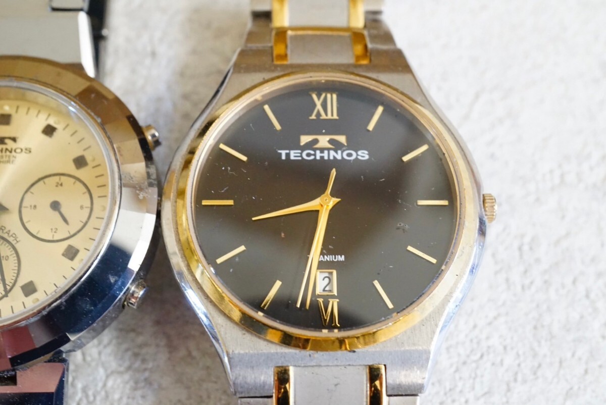 F1176 TECHNOS/テクノス クロノグラフ含む ブランドメンズ 腕時計 アクセサリー クォーツ 大量 セット まとめて おまとめ 不動品_画像4