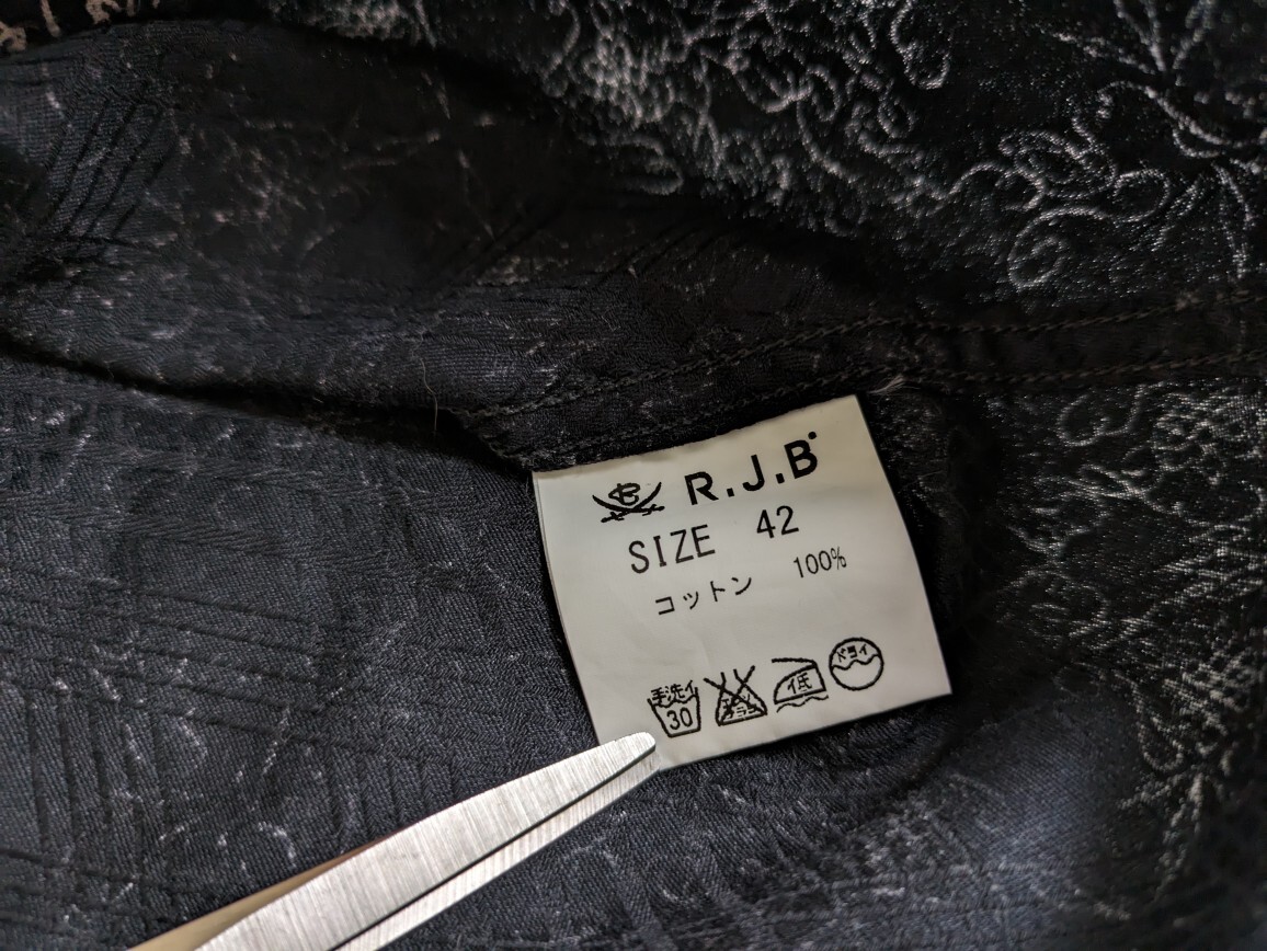 THE FLAT HEAD フラットヘッド RJB 半袖 シャツ 42 コットン100％ 日本製 ブラック 即決_画像5