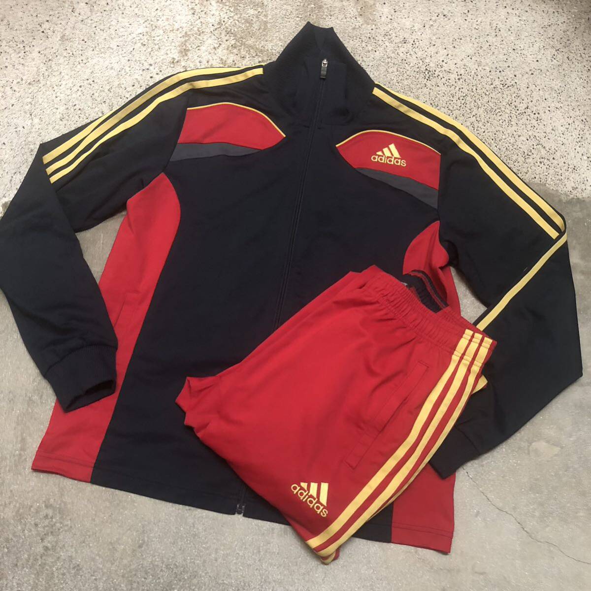 adidas CLIMALITE セットアップ ジャージ 上下セット レッド/ブラック size M アディダス_画像1