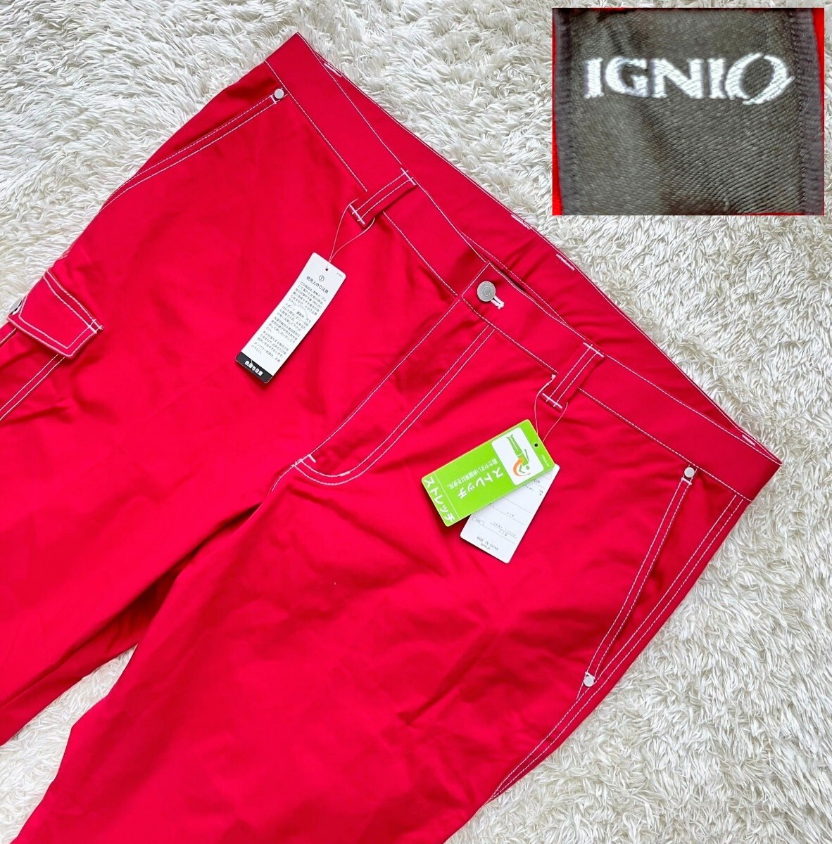【未使用★大きいサイズW110cm】IGNIO ゴルフストレッチパンツ/赤◆イグニオ (4)の画像1