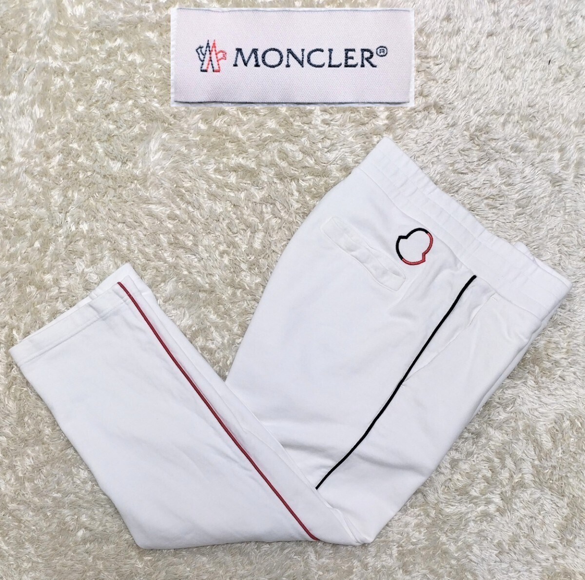 【2022年モデル★】Мサイズ 美品 MONCLER スウェットパンツ/白◆紐欠品▲モンクレール (5121)_画像1