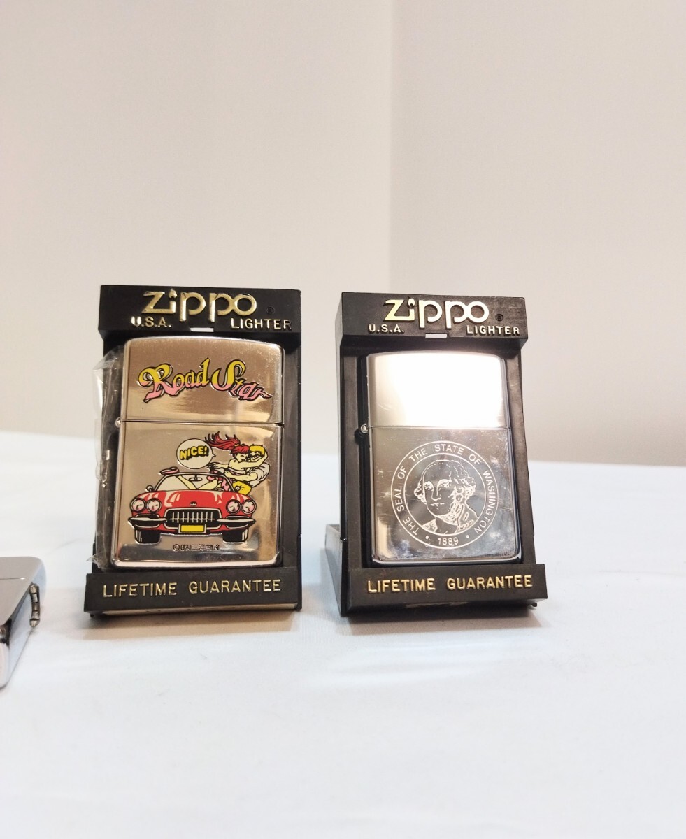 【ALL ZIPPO刻印あり】ZIPPOライター7個+zippoの携帯灰皿まとめ ジッポ ジッポー ロードスターは未使用品 008JIHJU65の画像4