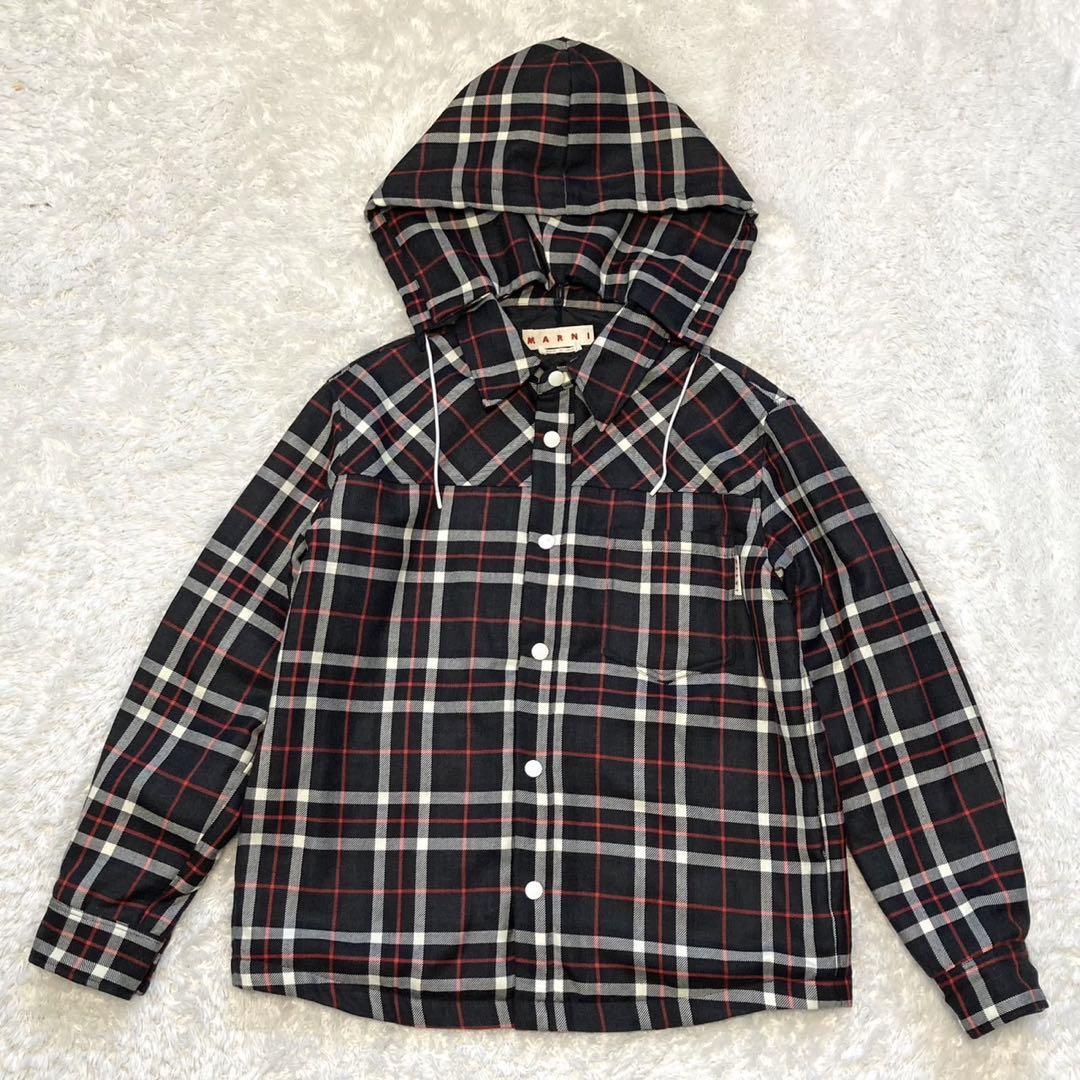 ［美品］MARNI 2022AW Tartan Plaid Jacket マルニ タータンプレイドジャケット チェック柄 フーデッドシャツジャケット 裏地キルティング_画像1