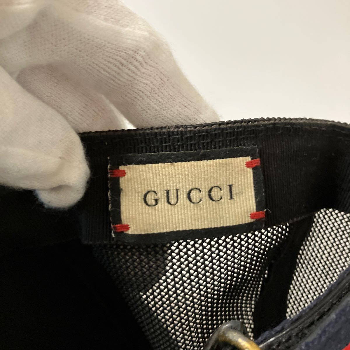 GUCCI Gucci колпак шляпа сетка черный PVC кожа GGsima Sune -k. рисунок L размер 