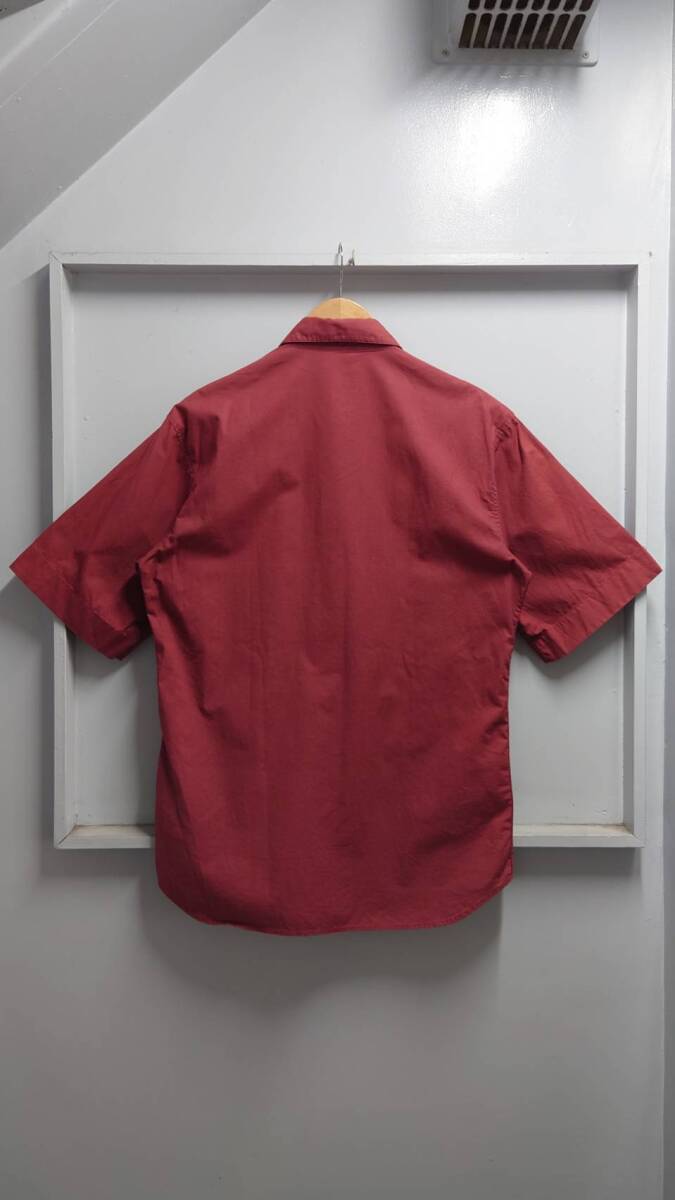 90*s agnes b. homme Франция производства 6 кнопка Short рукав рубашка wine red M соответствует короткий рукав Agnes B Homme 