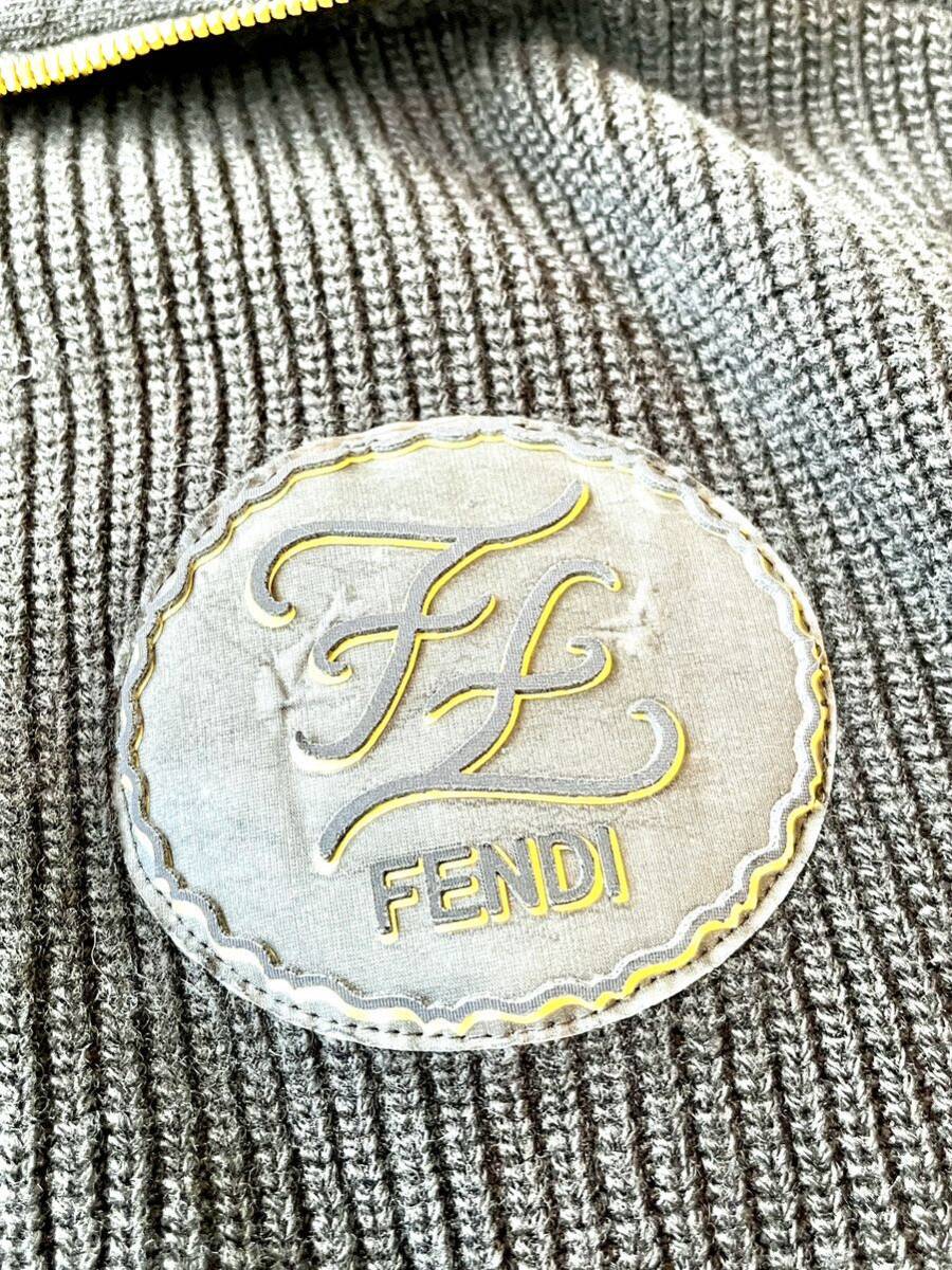[ очень редкий превосходный товар ] FENDI Parker Zip выше вязаный свитер кардиган двухцветный -
