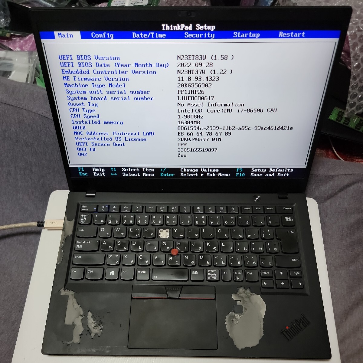 Lenovo ThinkPad X1 Carbon Gen6 i7 8世代タッチパネル搭載　メモリ16GB 現状品_画像1