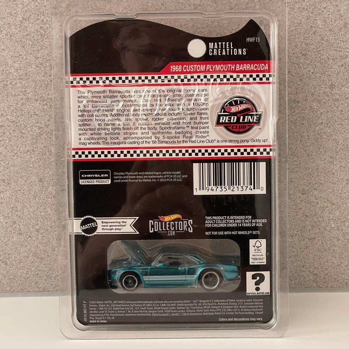 送料込 ホットウィール RLC 限定 1968 カスタム プリマス 送料込 ホットウィール RLC 限定 1968 カスタム プリマス