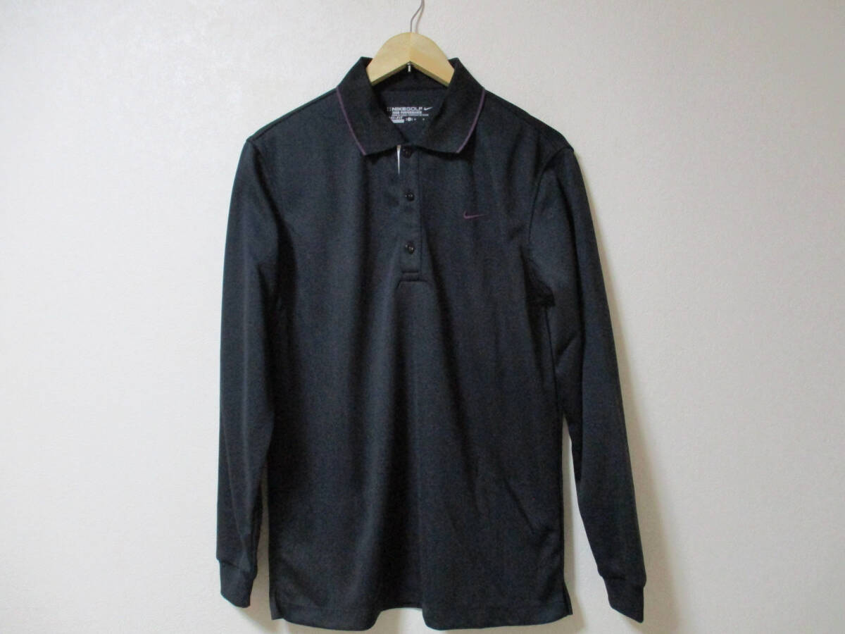 NIKE GOLF ナイキゴルフ 　長袖ポロシャツ 　 DRI-FIT 　黒×パープル　サイズ　メンズM　　　　（３F　お_画像1