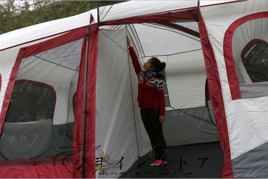 希少色★ 大空間設計 適する5-8人用 二段テント 紫外線防止 旅行 登山セルフドライビング キャンプ 防虫 防塵 豪雨防止 通風性抜群_画像9