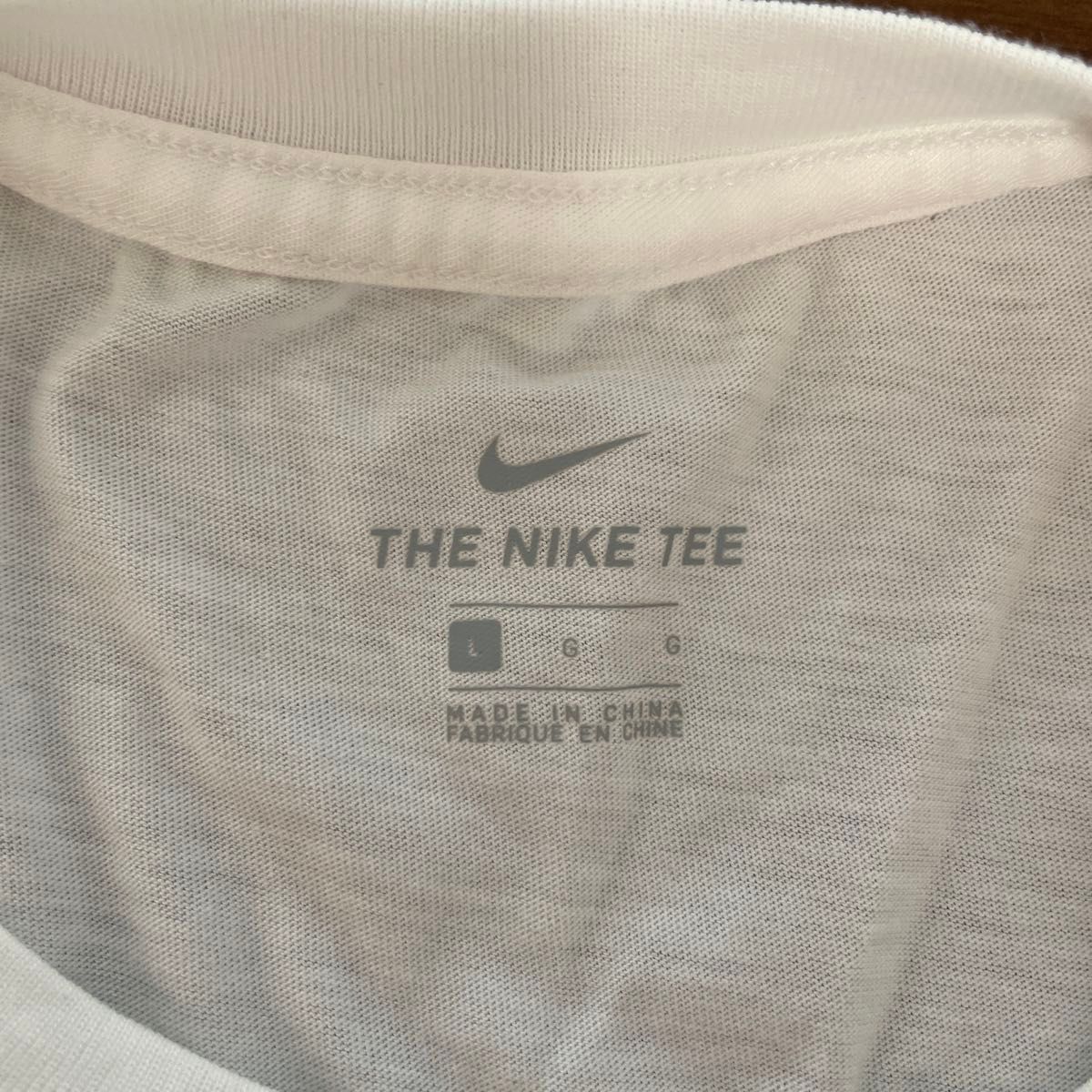 L 美品 NIKE  Tシャツ ロゴ ホワイト ナイキ 白 レディース Lサイズ 半袖 スポーツ 送料無料　女性