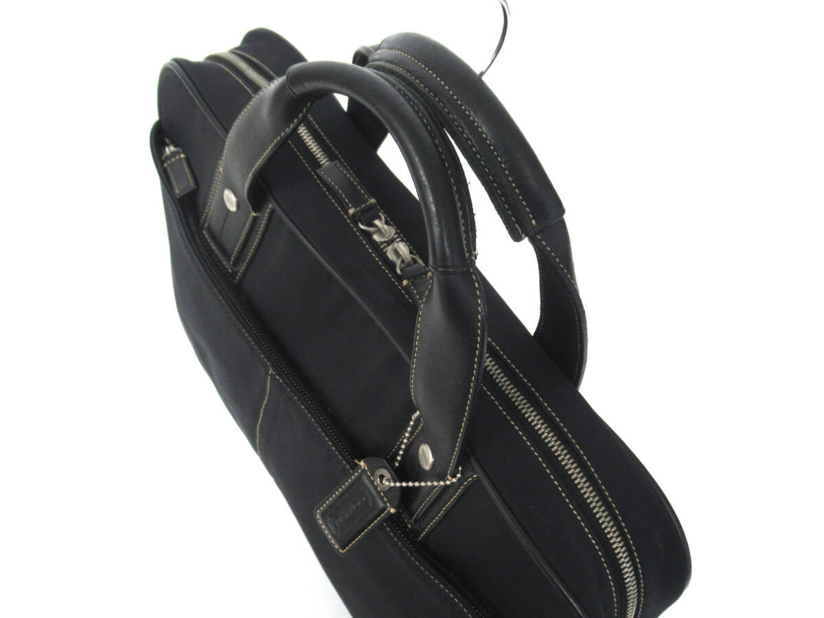 17731 COACH コーチ トランスアトランティック ナイロン×レザー シルバー金具 ブリーフケース ビジネスバッグ 書類鞄 黒 ブラック メンズの画像5