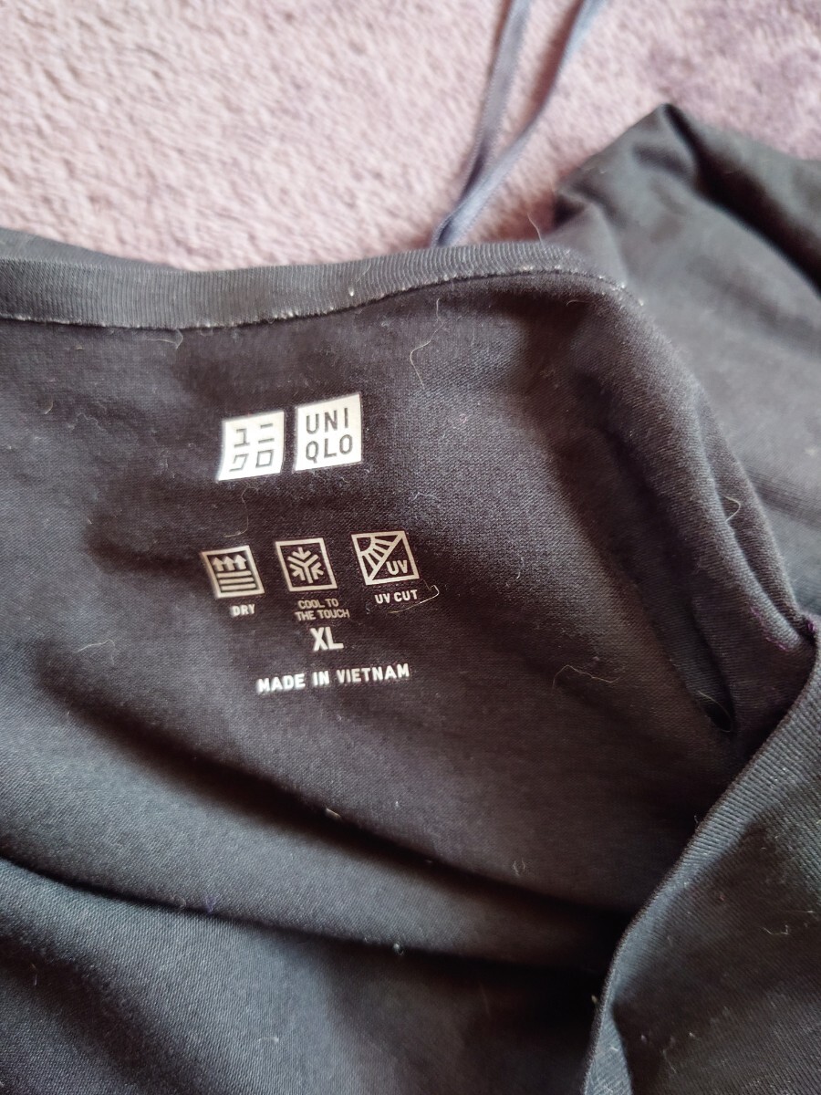 ユニクロ UNIQLO エアリズム 黒 長袖XL 半袖XXL 2枚まとめて  ゆったりデザインの画像3
