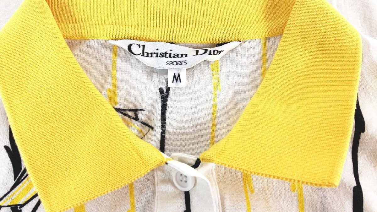 クリスチャンディオール スポーツ Christian Dior SPORTS 黄 黒 アイボリー系総柄 長袖シャツ M MY-1_画像2
