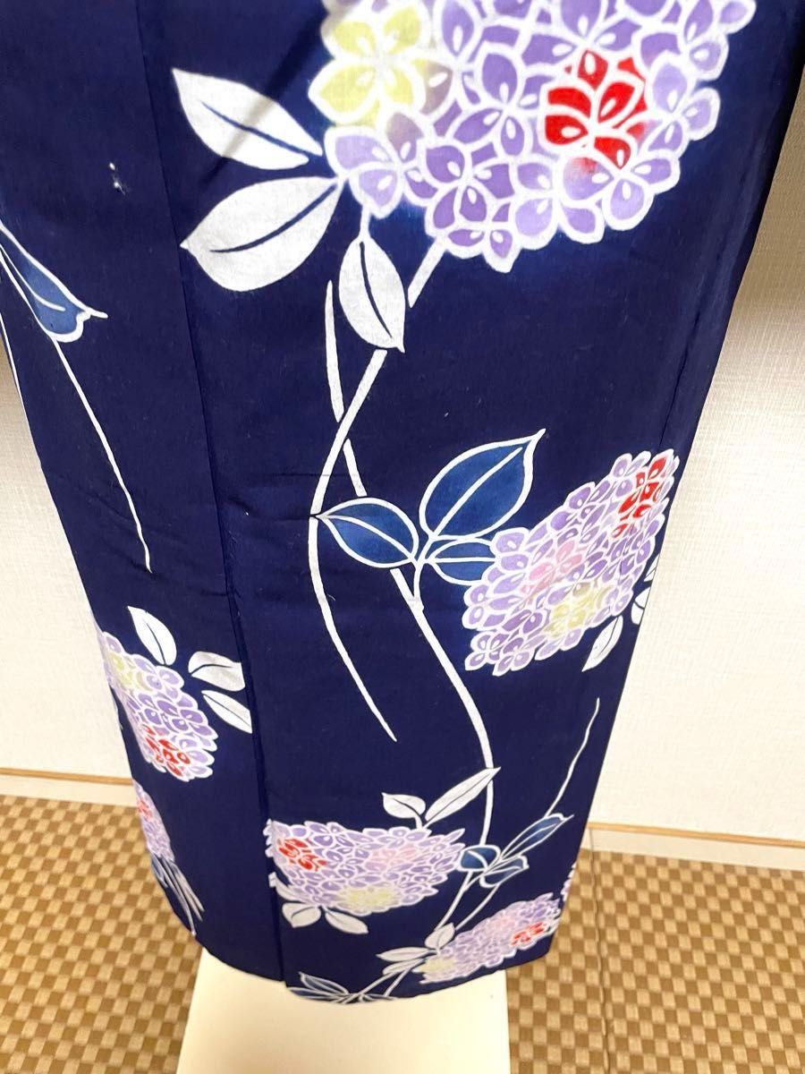 浴衣と帯セット　紫陽花　本染浴衣　身丈（肩から）161㎝　＋　文庫つくり帯