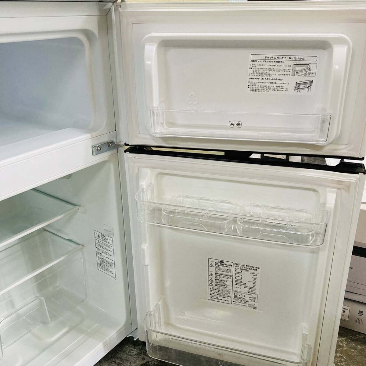 送料無料!!Hisense ハイセンス 93L 2ドア冷蔵庫 HR-B95A 冷蔵庫 ホワイト 動作品 2019年製/051-03の画像6