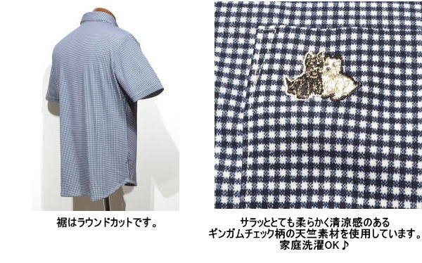 【ネイビー LLサイズ】 ブラックアンドホワイト ボタンダウン半袖シャツ メンズ BGS6103SA 日本製 ギンガムチェック 半袖ポロシャツ_注意：詳細画像は他カラー含まれています。